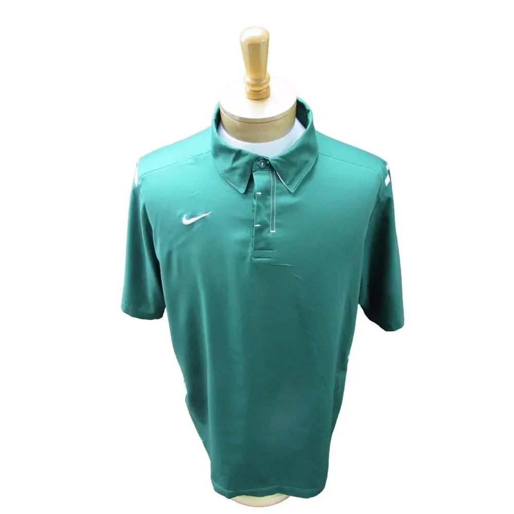 Nike Dri-fit men's size L Large green SS shirt Polo 3 button